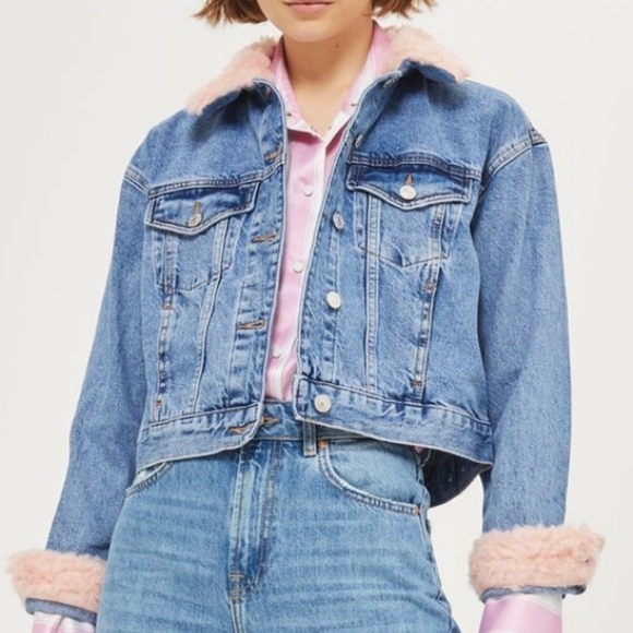 topshop faux fur denim jacket